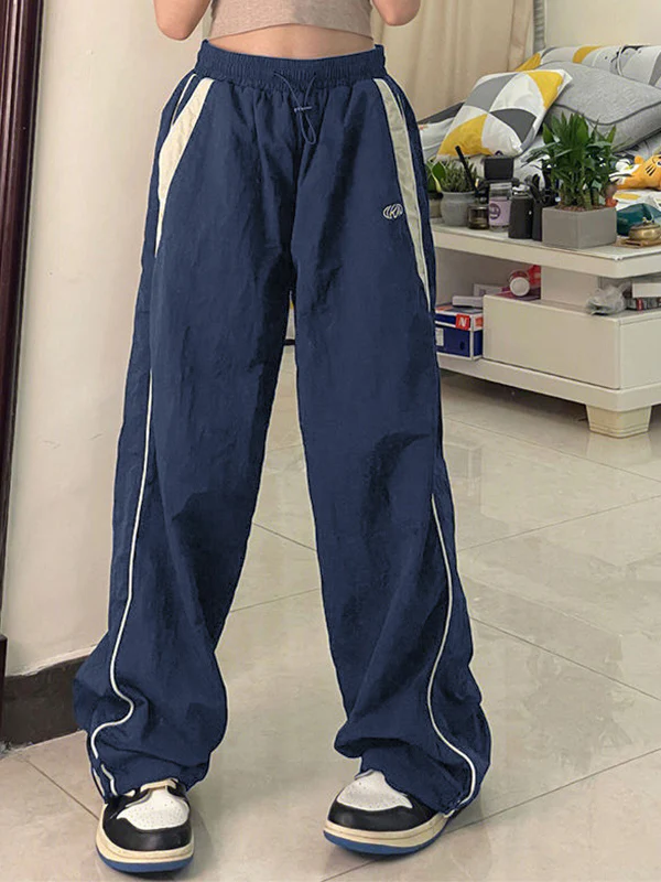 Contrast Piping Black Baggy Sweatpants - Image 3