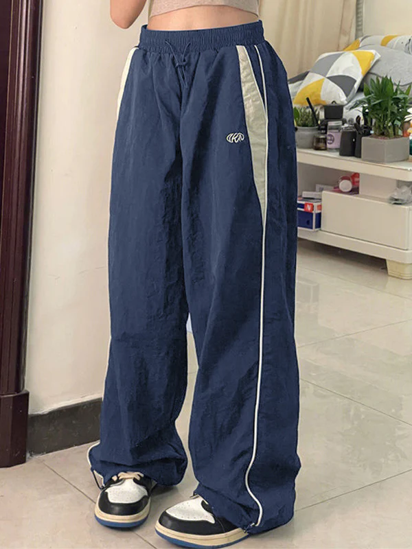Contrast Piping Black Baggy Sweatpants - Image 5