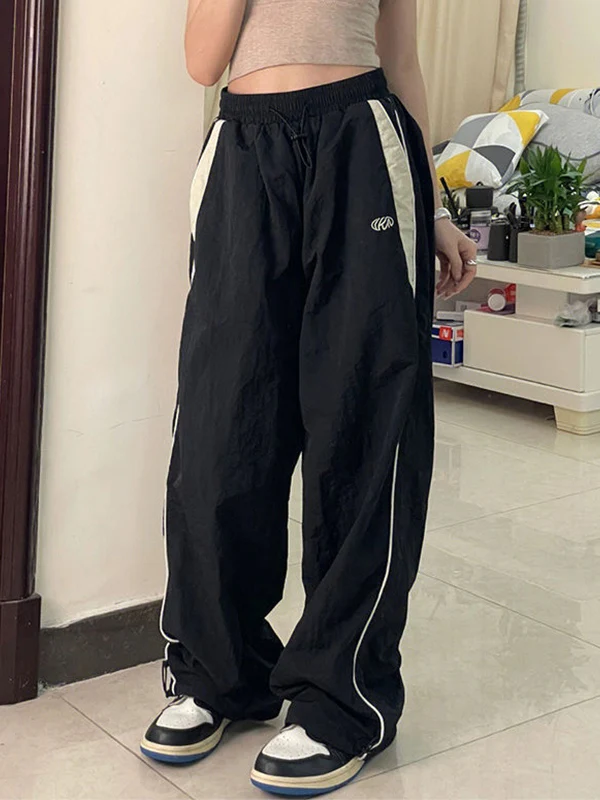 Contrast Piping Black Baggy Sweatpants - Image 6