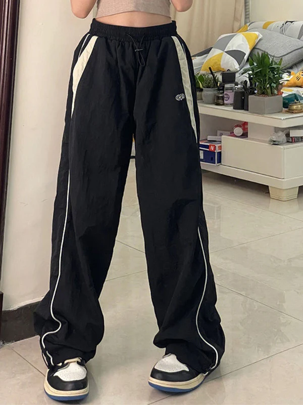 Contrast Piping Black Baggy Sweatpants - Image 7