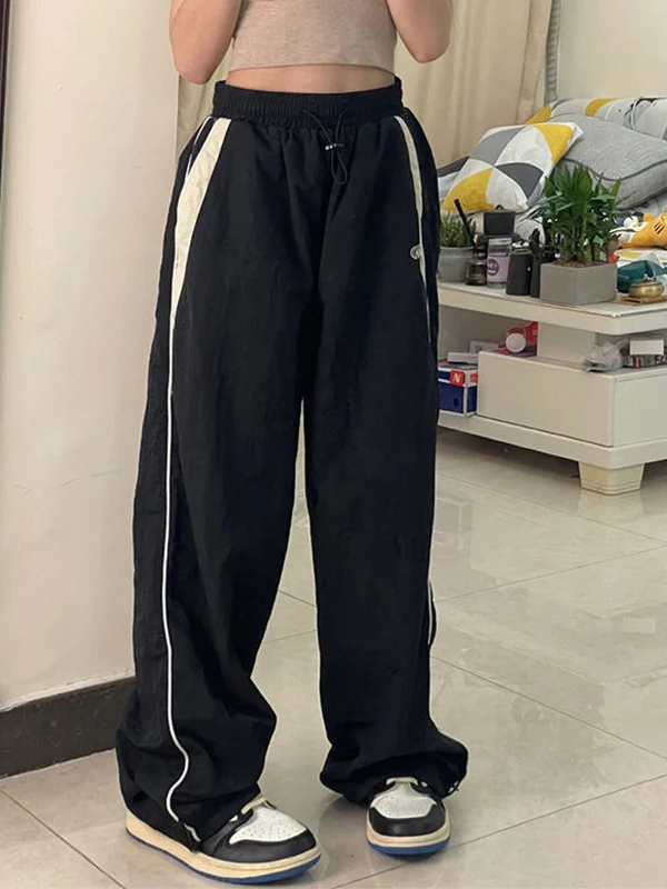 Contrast Piping Black Baggy Sweatpants - Image 8