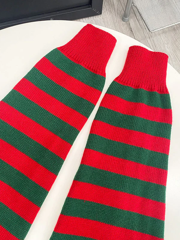Contrast Striped Knit Leg Warmer - Image 16