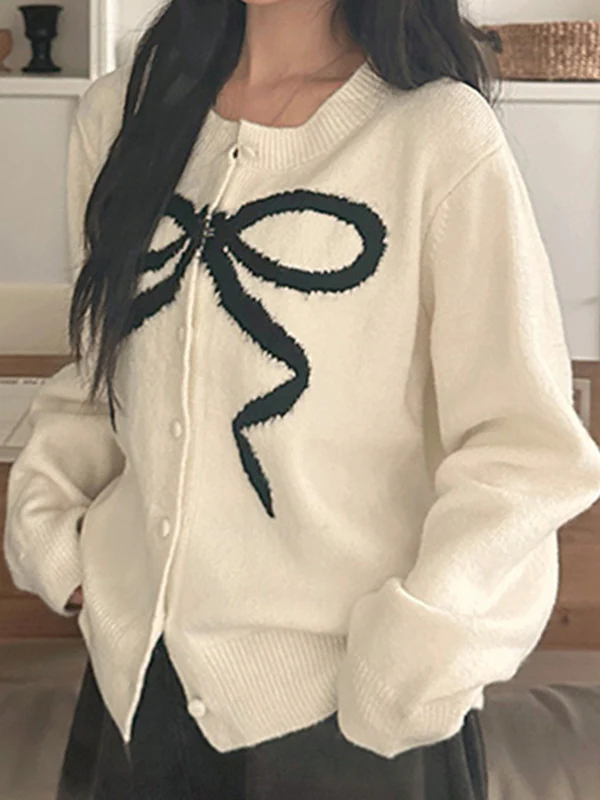 Contrasting Bow Cardigan - Image 4