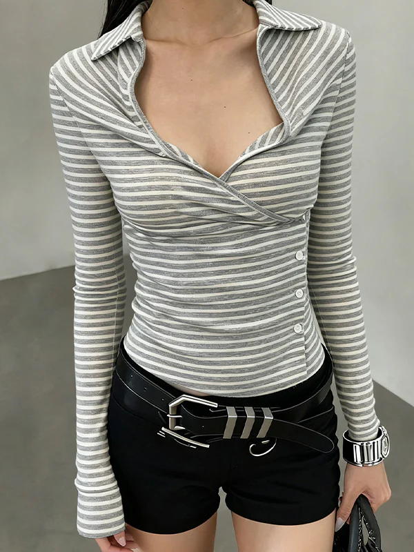 Contrasting Color Stripes Long Sleeve - Image 4