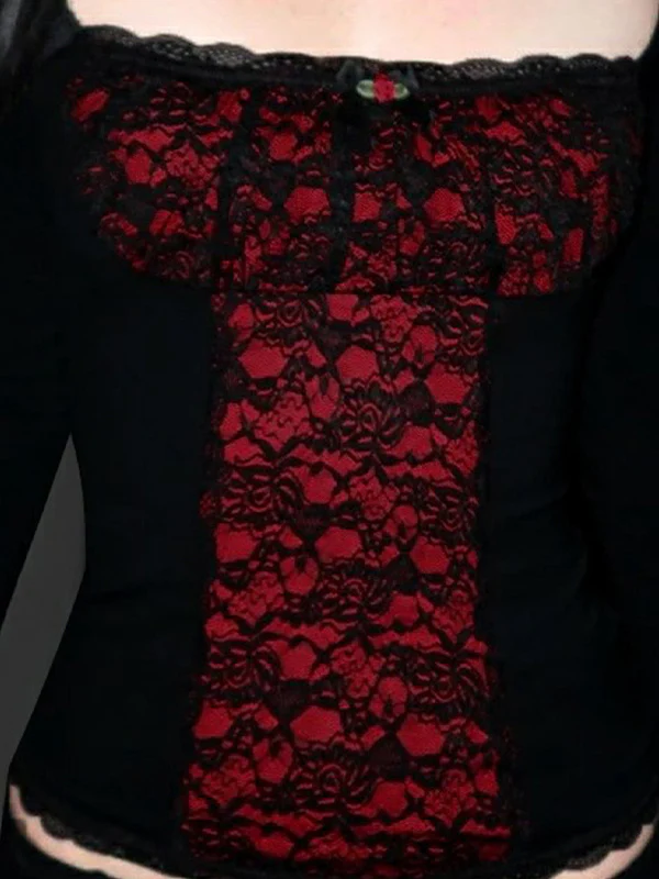 Contrasting Lace Patchwork Long Sleeve - Image 2