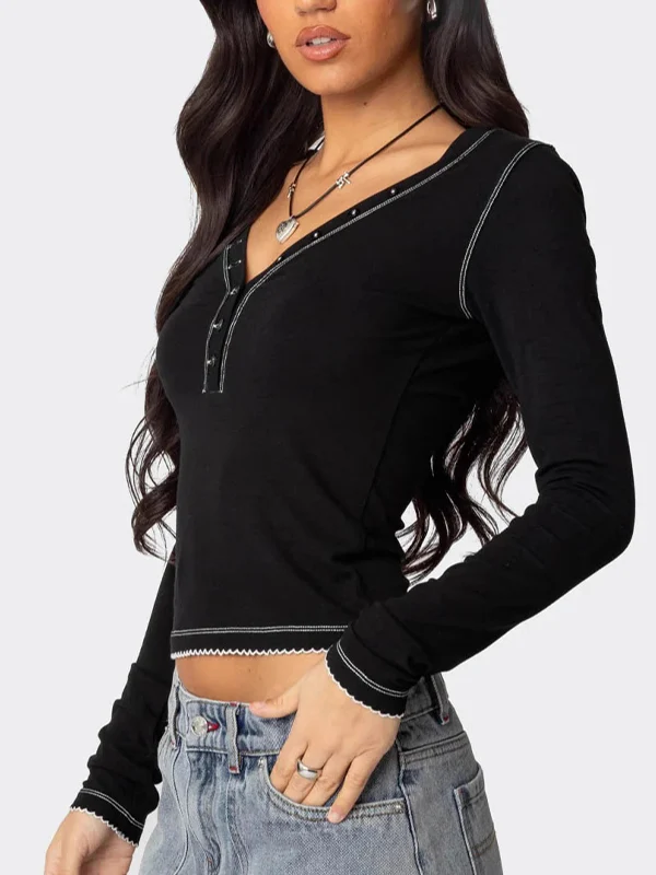 Contrasting Needlework Long Sleeve - Image 2