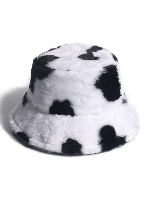 Cow Pattern Fuzzy Bucket Hat - Image 3