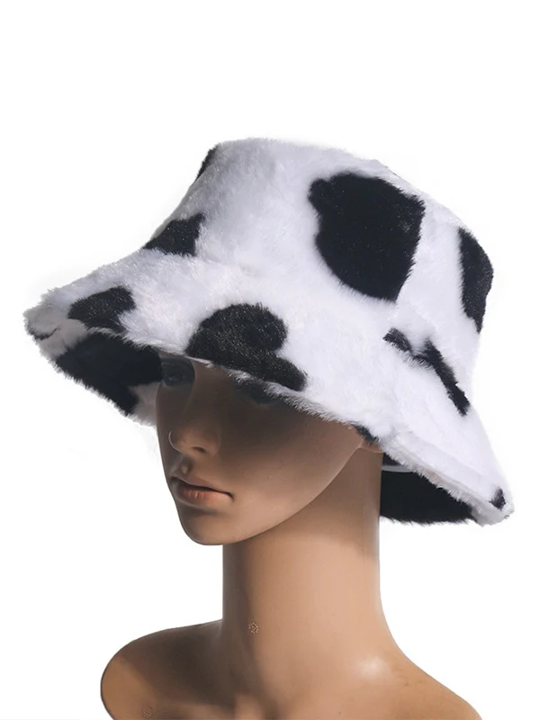 Cow Pattern Fuzzy Bucket Hat - Image 5