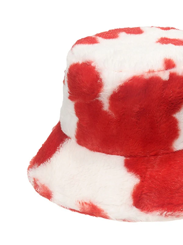Cow Pattern Fuzzy Bucket Hat - Image 8