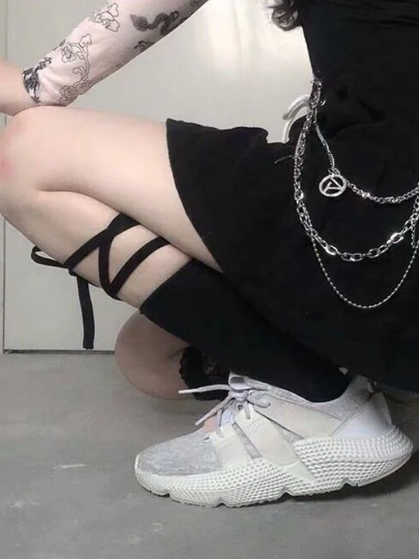 Criss Cross Bandage Crew Socks - Image 3
