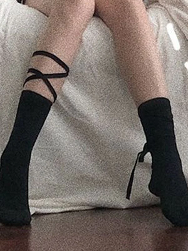 Criss Cross Bandage Crew Socks - Image 7