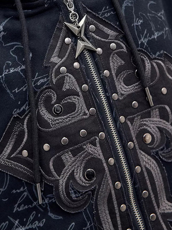 Cross Metal Print Punk Jacket - Image 2