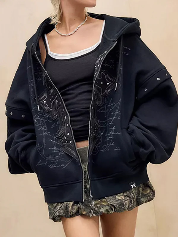 Cross Metal Print Punk Jacket - Image 3