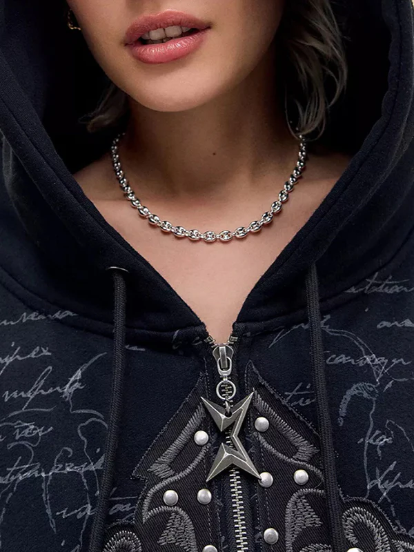 Cross Metal Print Punk Jacket - Image 4