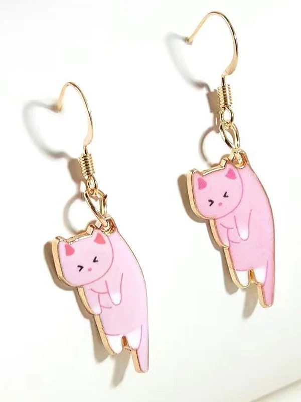 Cute Cartoon Kitten Pendant Earrings - Image 2