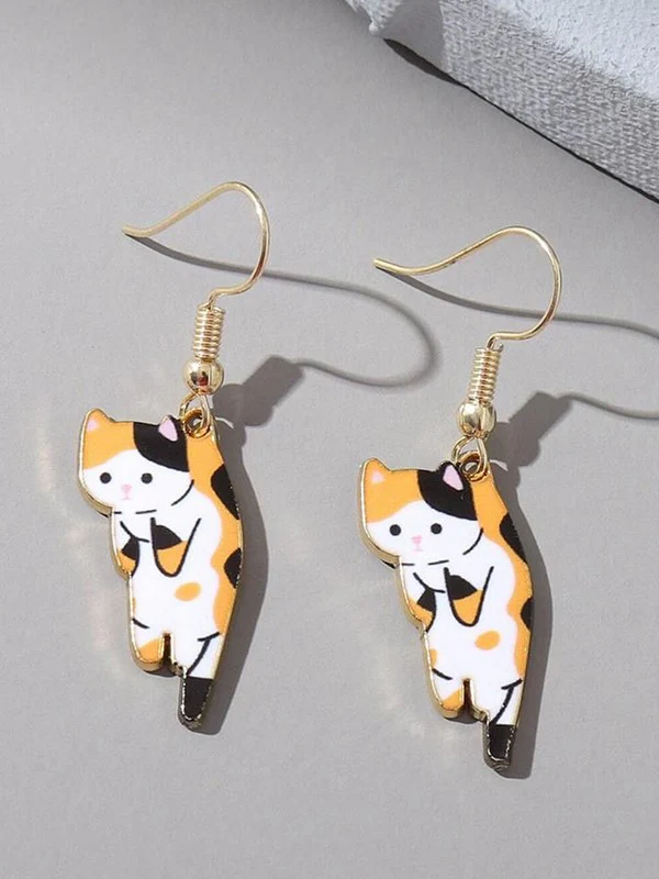 Cute Cartoon Kitten Pendant Earrings - Image 3
