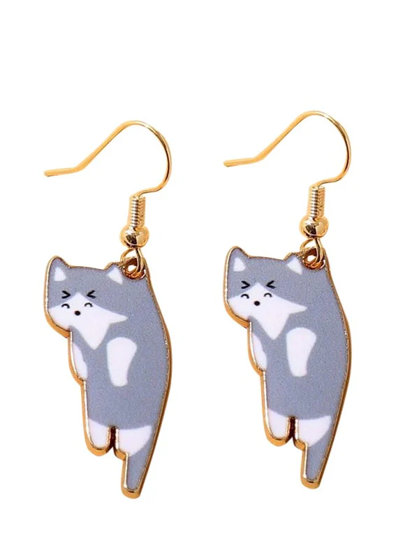 Cute Cartoon Kitten Pendant Earrings - Image 9