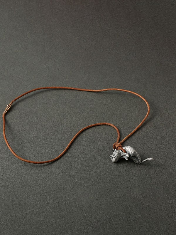 Cute Cat Pendant Rope Necklace - Image 2