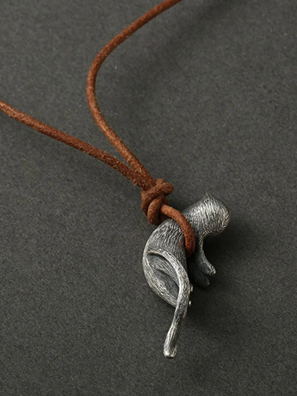 Cute Cat Pendant Rope Necklace - Image 3