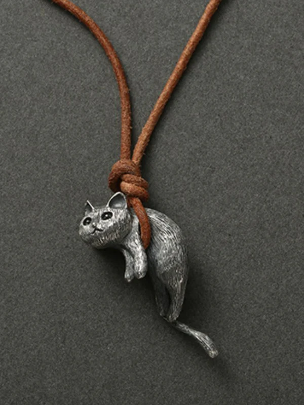 Cute Cat Pendant Rope Necklace - Image 4