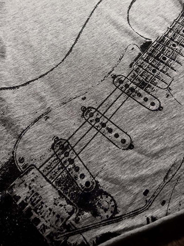Dark Guitar Print Long Sleeve - Image 3