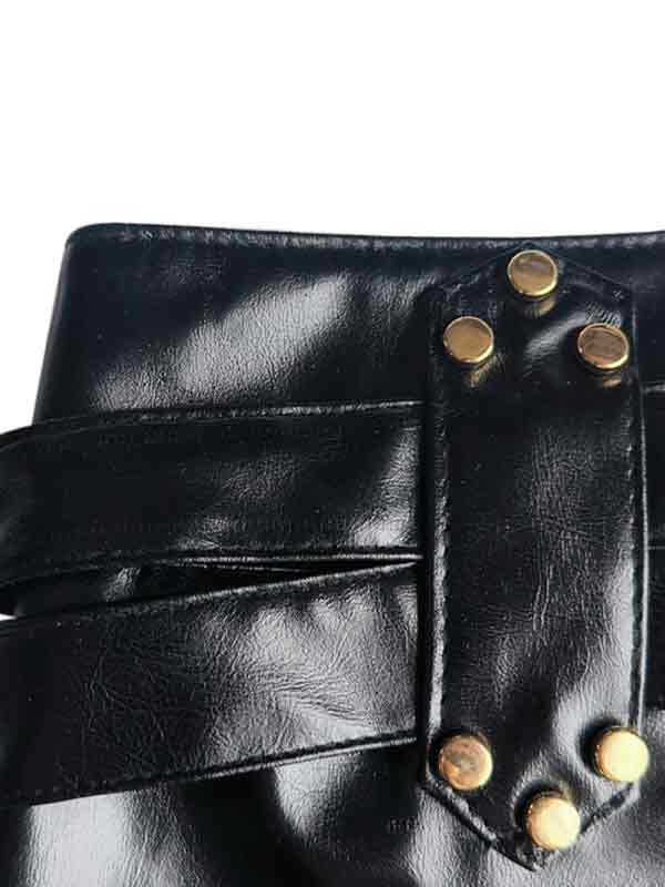 Dark leather hollow Shorts - Image 6