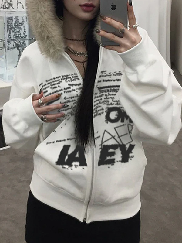 Dark-Themed Lettering Print Jacket - Image 2