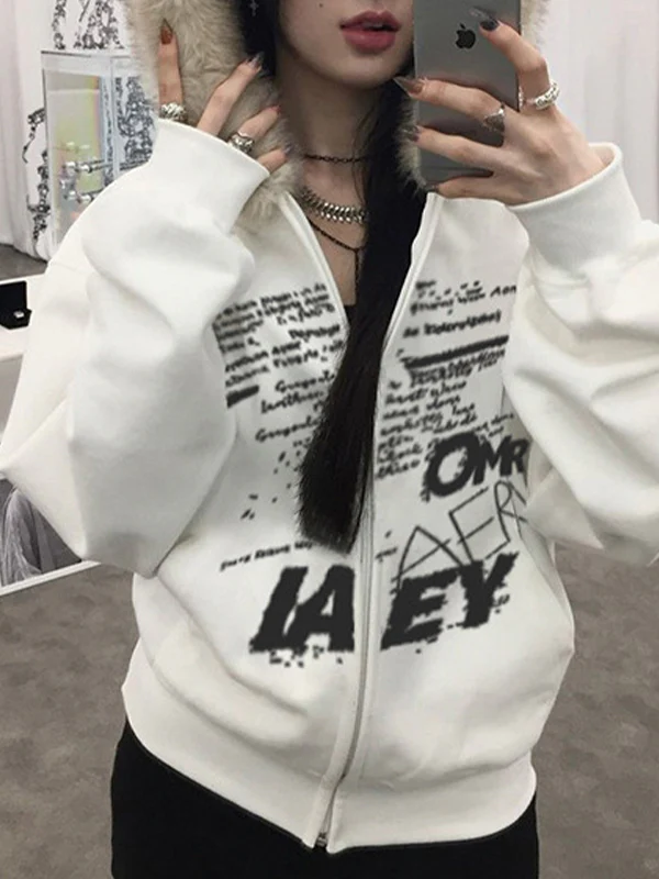 Dark-Themed Lettering Print Jacket - Image 3