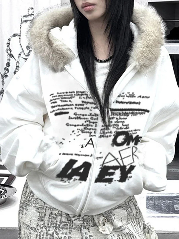 Dark-Themed Lettering Print Jacket - Image 4