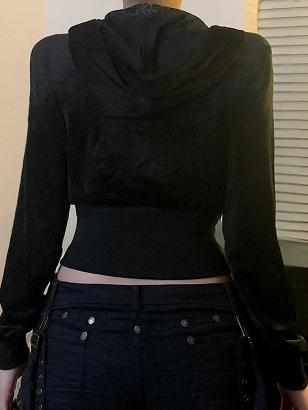 Dark-Themed Rhinestone-Embellished Print Jacket - Image 4