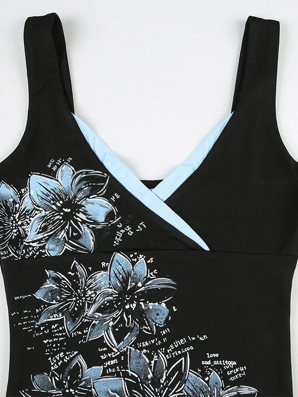 Dark Y2K Print Sexy V-Neck Hot Girl Tank Top - Image 6