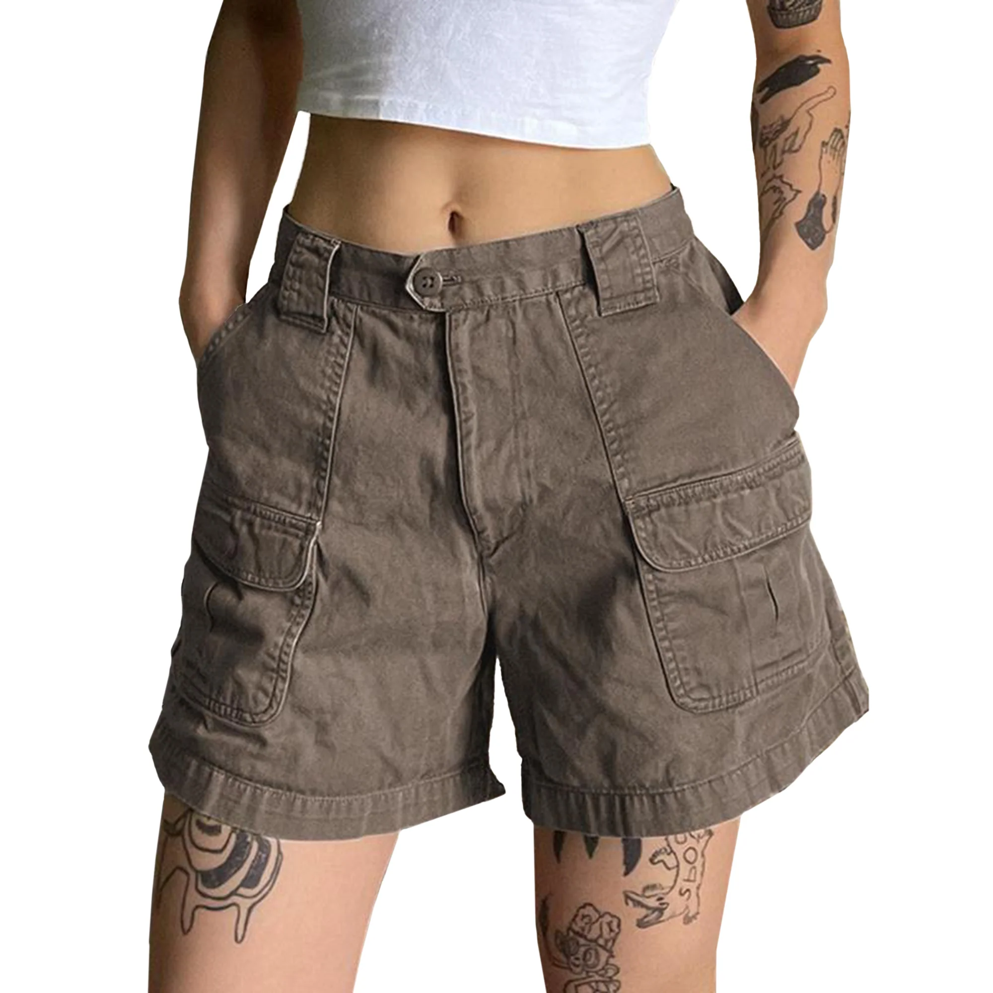 Denim Straight Leg Cargo Shorts - Image 43