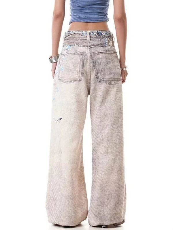 Designer Graffiti Print Boyfriend Jeans - Image 6