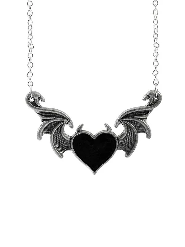 Devil Wing Heart Pendant Necklace