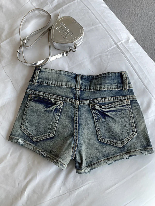 Distressed Slim Denim Hot Shorts - Image 6