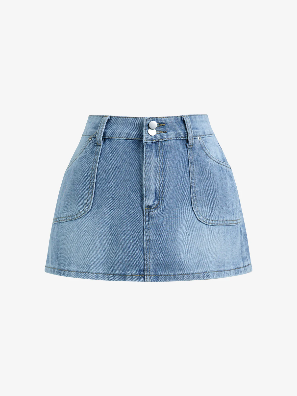 Double Button High Waist Mini Skirt