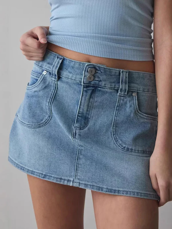 Double Button High Waist Mini Skirt - Image 2