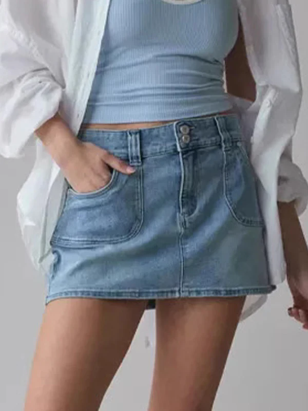 Double Button High Waist Mini Skirt - Image 4