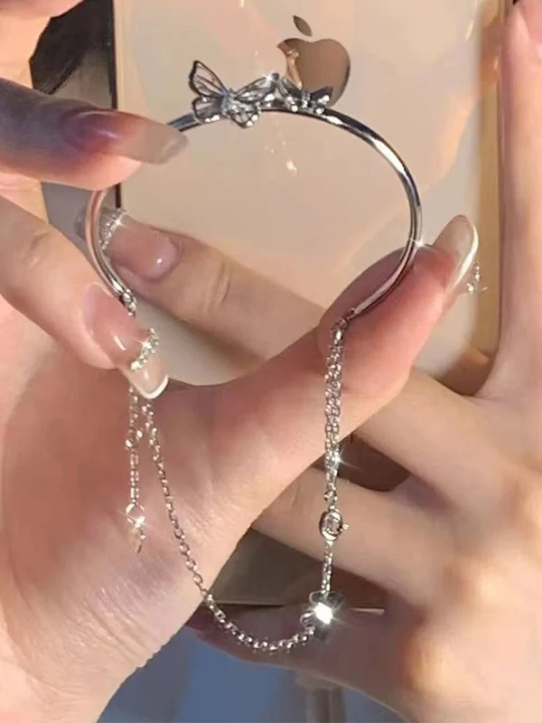 Double Layered Butterfly Chain Bracelet - Image 3