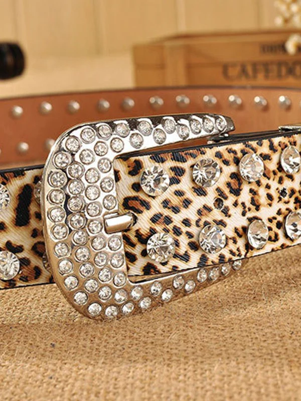 Double Rhinestone Pu Leather Belt - Image 10