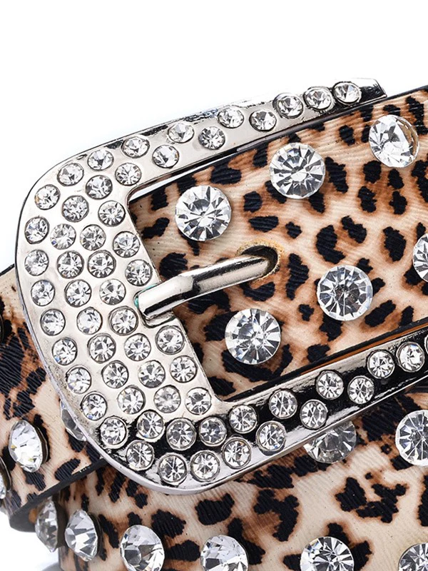 Double Rhinestone Pu Leather Belt - Image 2