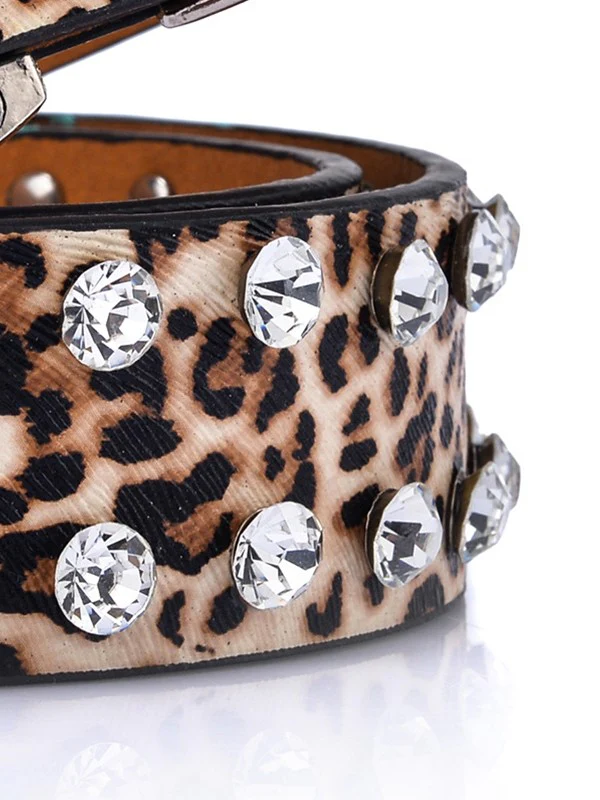 Double Rhinestone Pu Leather Belt - Image 3
