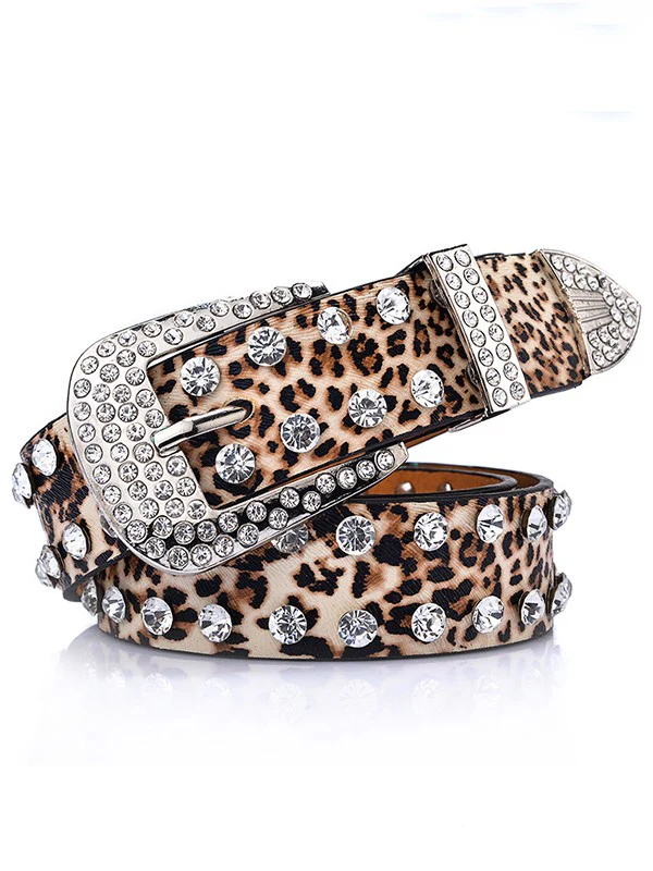 Double Rhinestone Pu Leather Belt - Image 4