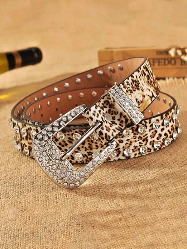 Double Rhinestone Pu Leather Belt - Image 9