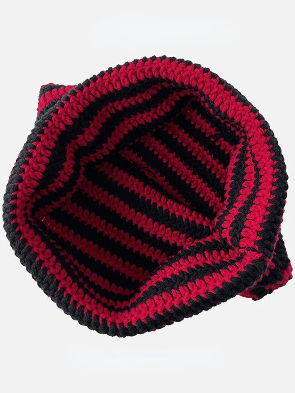 Ear Design Contrast Striped Beanie Hat - Image 3