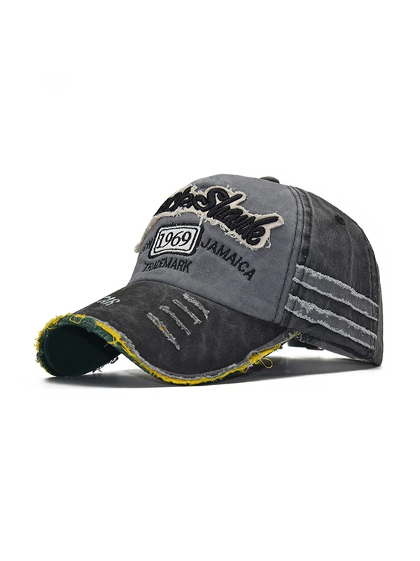 Embroidery Patchwork Distressed Baseball Cap - Image 2