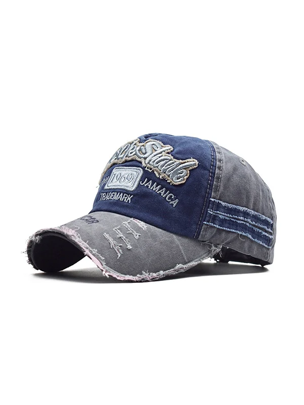 Embroidery Patchwork Distressed Baseball Cap - Image 3