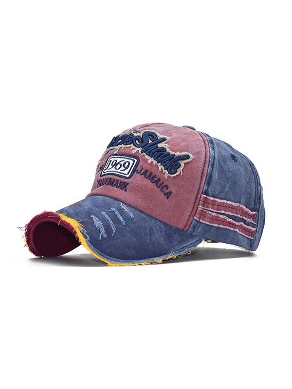Embroidery Patchwork Distressed Baseball Cap - Image 4