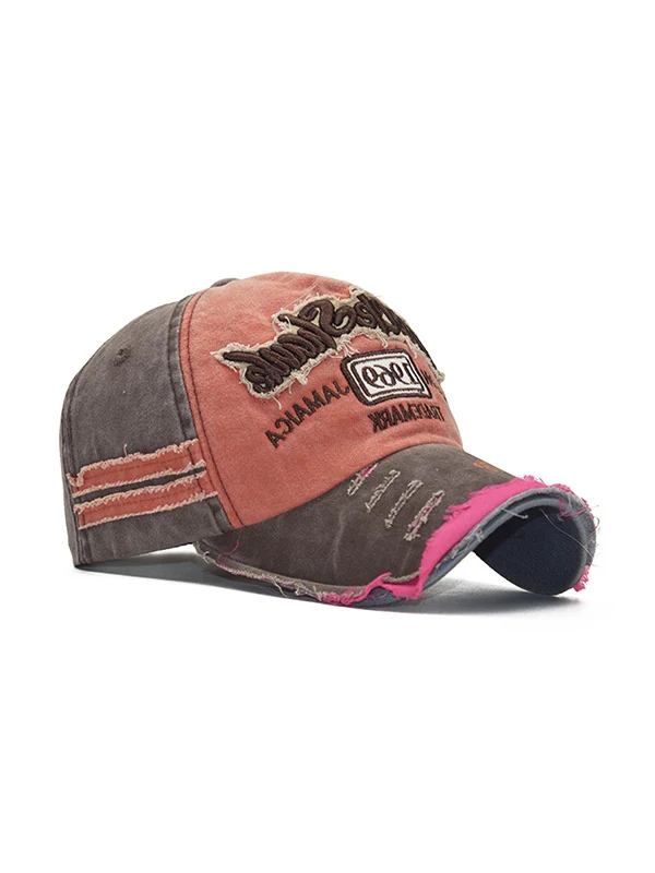 Embroidery Patchwork Distressed Baseball Cap - Image 5
