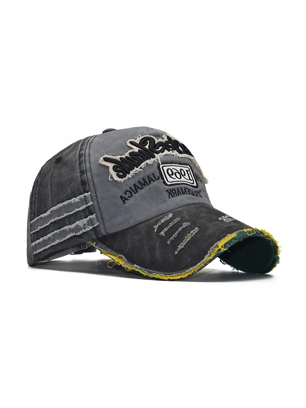Embroidery Patchwork Distressed Baseball Cap - Image 6